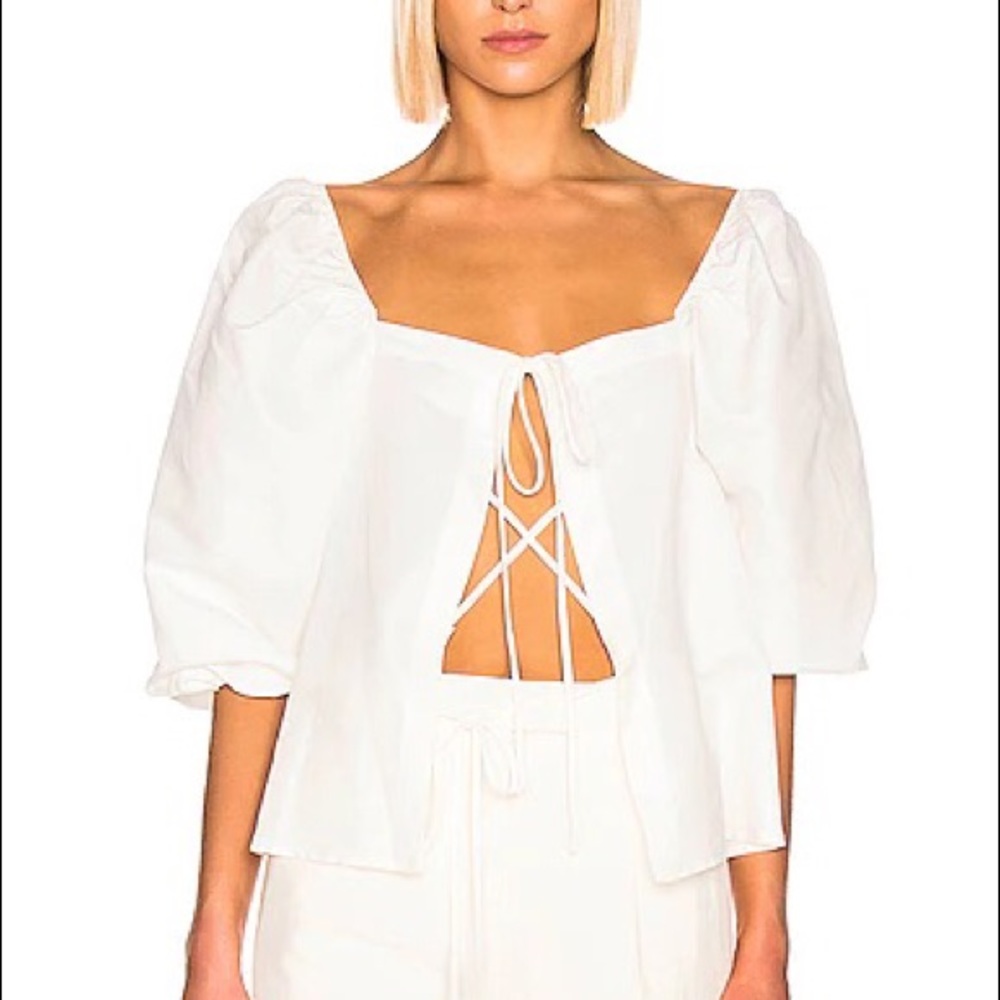 Cult Gaia White Puff Sleeve Blouse - Picture 3 of 10
